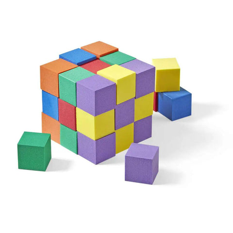 Colorful 1 Inch Foam Counting Blocks For Kids Math And Preschool Crafts, Hands On Counting And Sorting Cubes In Six Colors, Early Math Manipulatives, Classroom Essentials Pack Of 100 foam cubes stacked in six colors