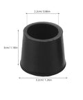 Close-up of a single Non Slip Rubber Feet Caps For Ironing Board, showing dimensions, black color, easy slip on fit.