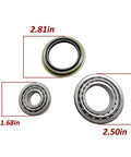 Front Wheel Bearings And Seals Kit Fits Ford Explorer Sport Trac Ranger Mazda B2300 B2500 B3000 B4000 Mercury Mountaineer 1995 Through 2011 Front Wheel Drive Applications Includes Bearings And Seals For Easy Install And Long Lasting Performance close-up view of bearings and seals with dimensions.