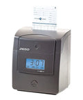 Automatic Punch Time Clock With Six Column Time Cards Captures Three Shift Entries quick top loading setup with digital display.