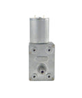 Front view of 12V DC Worm Gear Motor 6 RPM With All Metal Gearbox And Aluminum Housing