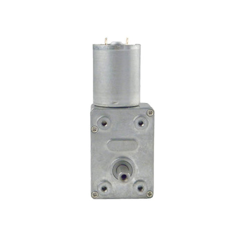 Front view of 12V DC Worm Gear Motor 6 RPM With All Metal Gearbox And Aluminum Housing