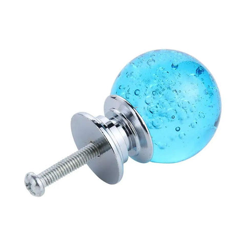 Hella Elegant 10 Pack 30 Millimeter Aqua Blue Crystal Cabinet Knobs Round Glass Bubble Drawer Handles K9 Crystal Zinc Alloy Furniture Hardware For Home Dresser Closet Pulls