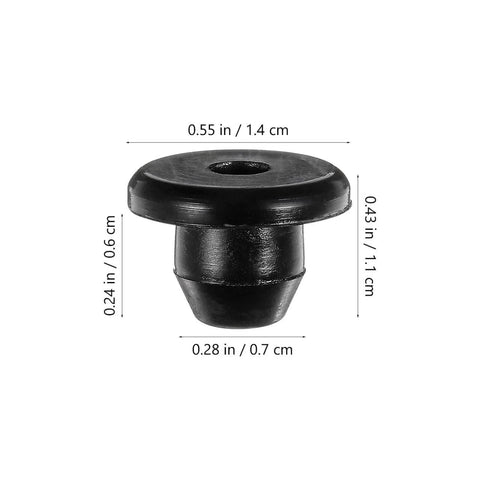 Five Pack Hydraulic Jack Oil Plugs For Floor And Bottle Jacks Flat Head Reservoir Filler Plugs Rubber Bung Replacement Accessories Fits 0.55 Inch Hole 14mm Universal Fit For Horizontal Jacks Easy Snap In, showing dimensions