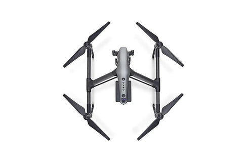 Inspire 2 Drone Refurbished For Pro Filmmaking With Sense And Avoid, top view showing propellers and camera compatibility features