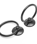 10 Pcs Black Ring Pull Handles for Cabinets and Dresser Drawers Single Hole One And Three Quarter Inch Zinc Alloy Knobs shown in pair