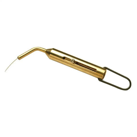 Brass Inline Universal Nipple Pick For Muzzleloading Breech Cleaning tool showing brass body and wire pick