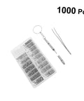 Premium Stainless Steel Micro Screw Kit With Tiny Screwdriver And Tweezers Dead Simple Glasses And Watch Repairs with 1000 pcs set.