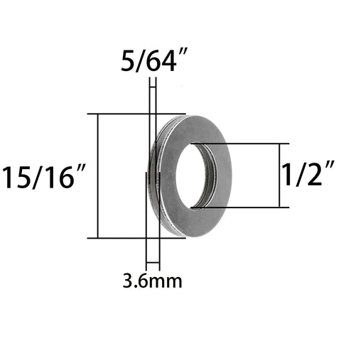 Two TC815 thrust needle bearings with TRA815 washers; 1/2 in bore, 15/16 in OD, 5/64 in width.