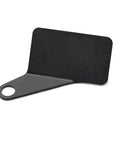 Motorcycle meter mounting bracket, black metal with M10 bolt hole, left holder (close-up)