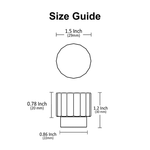 Size guide for Antique Brass Round Cabinet Knobs 1.1 Inch Diameter Zinc Alloy With Brushed Finish