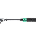 Heavy Duty 5-25Nm Adjustable Click Torque Wrench Set With Stainless Steel Socket Kit For Auto Repair And Engine Work Pro Grade Spanner Gear Snap Tight Grip showing a chrome-finished ratchet with green accents.