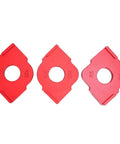 Heavy Duty Aluminum Router Template Jig And Precision Radius Corner Locator With Half Fillet Measuring Set Spanning R10 Through R35 Sizes for smooth edge rounding measuring templates, red anodized aluminum.