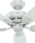 Close-up of 48 Inch Damp Rated Ceiling Fan No Light With 5 Blades White Finish Standard Mount Pull Chain Indoor Outdoor Use
