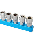 Three Piece Five Way One Half Inch Manifold Block Splitter For Air Hose Inline Use Iron G Thread Air System Fitting