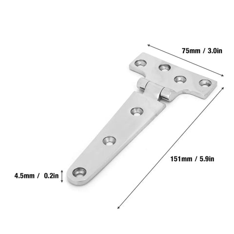 Adjustable Door Hinges For Quiet Close And Smooth Operation T Type Thickened Stainless Steel 151x75x4.5mm side view