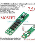 Solid 5 Pack 1S 3.7V 10A Lithium Ion BMS Protection Boards, Sweet 4.2V Charging Circuit With DW01 8205A Chips, showing 4 MOSFET layout and pin labeling.