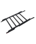 Heavy Duty Aero Roof Rack Built For Land Rover Defender 110, sturdy black frame designed for secure cargo transport.