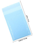 Milk Blue Bubble Mailer Bags 100 Pack Self Sealing Thickened 11x15 Plus 4 Inch Envelopes with measurements in inches and cm.