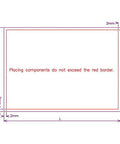 Diagram of PCB DIN Rail Mount Carrier fitting 100mm by 72mm circuit boards, with component placement guidelines.