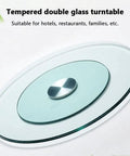 Double Layer Quiet Bearing Lazy Susan Turntable with Tempered Glass Edge, suitable for kitchens and dining rooms, 35 inch