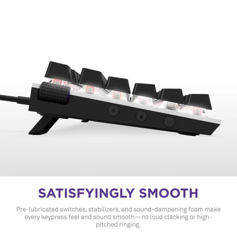 Legit Snug Compact Mini TkL Wired Mechanical Gaming Keyboard Built For Rapid Gameplay angled view with low profile caps and RGB lighting.
