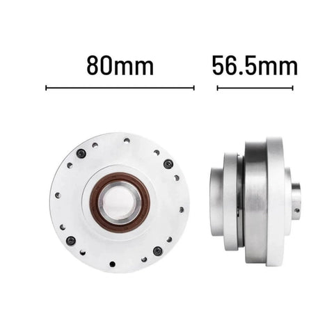 Harmonic Drive Reducer HS-17-II Strain Wave Gearbox front and side view with dimensions, high torque, precision gear system for robotics