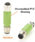 M12 D Code Male To X Code Female Industrial Ethernet Inline Adapter IP67 Waterproof Cat5e Shielded Connector close-up