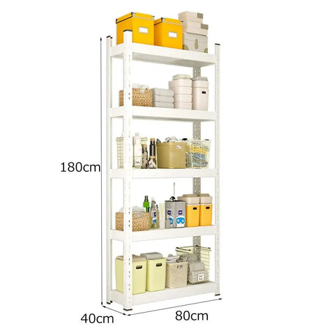 Workhorse 5 Tier Heavy Duty Metal Wire Shelving Rack With Adjustable Heights Supporting 200 Pounds Per Shelf for Rough Garage Tasks and Smooth Kitchen Organization Setup in Basement or Warehouse, 180cm tall with organized storage.