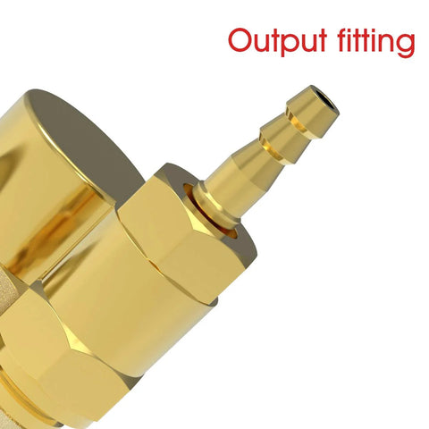 Yeswelder argon/CO2 gas regulator gauge; brass finish with output fitting