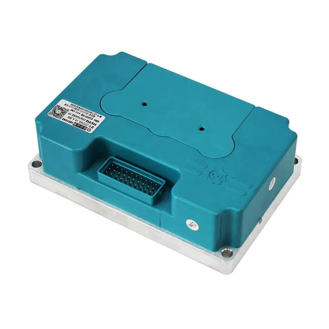Professional Programmable Motor Controller For Electric Scooter Speed Boost with a teal casing and metal base.