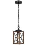 Cozy Farmhouse Pendant Light Metal Hanging Light Fixture With Wooden Grain Finish 63 Inch Adjustable Chain