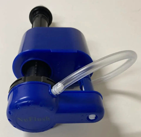 Blue TSU18A Fill Valve Assembly For Toilet Replacement Kit With G MAX One Piece Design shown from side view.