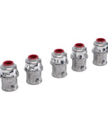 Tool Free Snap In Metal Clad Cable Connectors 3 8 Inch with zinc die cast body for electrical conduit setups.