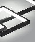 Close-up of Three Square LED Ceiling Light 75W Modern Flush Mount Chandelier In Black Acrylic Cool White 6000K geometric design