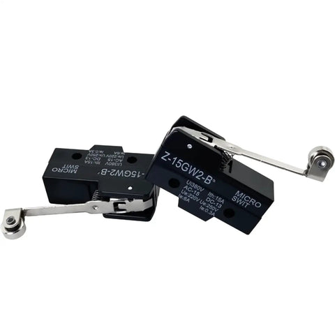 Heavy Duty Long Hinge Roller Lever Microswitch Rocker Type Z-15GW2-B 1NO 1NC 15A 250V High Current Control Switch For Machine Tools Cranes Electrical Equipment Automation Appliances, angled view
