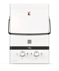 Portable Outdoor Tankless Water Heater Crushes Cold Water Blues With 7 Liters Per Minute Flow And Heavy Duty 52500 Btu Specs front view with controls