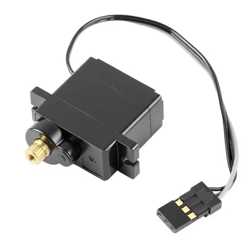 Black micro metal gear RC servo for 1/12-1/18 scale trucks, Beefed Up Micro Metal Gear RC Servo Upgrade For Arrma And Losi One Twelfth To One Eighteenth.