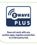 Z Wave Plus logo with notes on compatibility, featuring smart home integration details for Solid Smart Z Wave Plus Dimmer Switch.