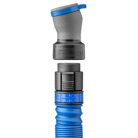 1-1/2 Inch ID FlexiPort Quick Connect Dust Collector Adapter With Swivel And Elbow showing rubberized non-slip connection.