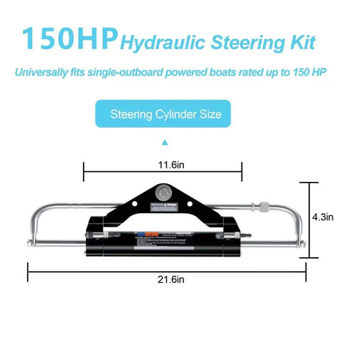 150 HP Outboard Steering Cylinder For Boats Front Mounted Marine Steering System Built For Speedboats, Fishing Boats
