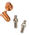 Four Pack Plasma Cutter Tip And Electrode Set With Two Electrodes And Two Nozzle Tips, 0.65mm Electrodes And 0.25mm Tips