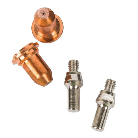 Four Pack Plasma Cutter Tip And Electrode Set With Two Electrodes And Two Nozzle Tips, 0.65mm Electrodes And 0.25mm Tips