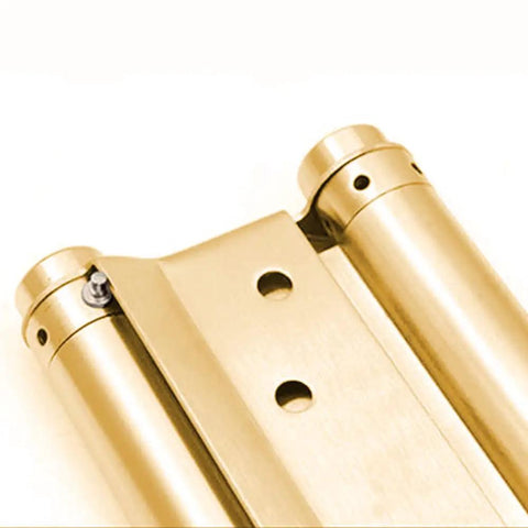 Close-up of 4 Pack 3 Inch Brass Stainless Steel Double Action Spring Hinges Self Closing For Cafe Saloon Pub Doors And Gates