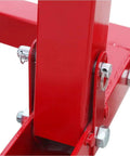Close-up view of Top Shelf 2 Ton Steel Garage Engine Hoist With Folding Frame attachment and reinforced boom for heavy duty lifting.