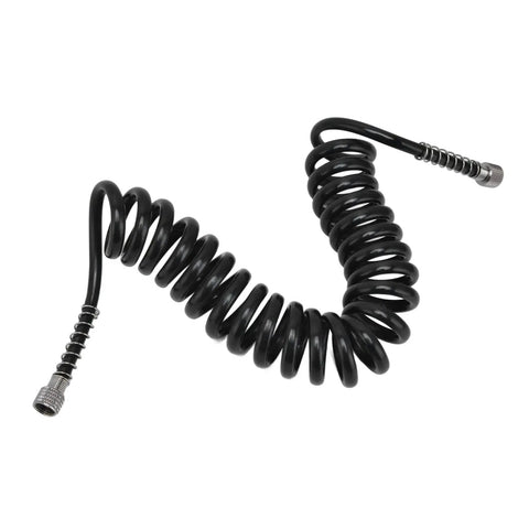 Top Tier Polyurethane Coil Air Hose Featuring G 1 8 Female Thread Connection Designed For Airbrush And Paint Projects High Flexibility Ensures Smooth Movement Without Kinking 2 Meter Length black coiled hose with G1/8 female ends