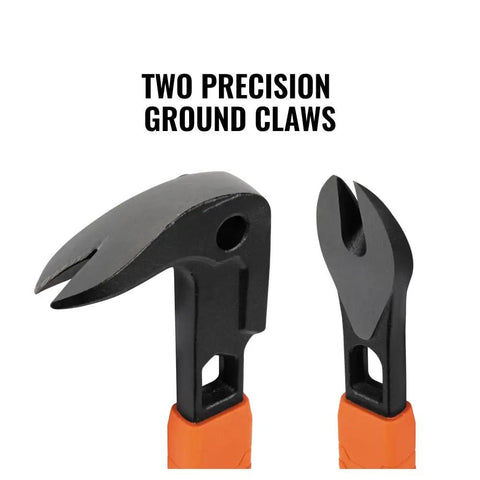 Heavy Duty Nail Puller With Integrated Dimpler And 10 Inch Cats Paw Pry Bar Carbon Steel Build Shock Absorbing Grip Corrosion Resistant Precision Claws For Minimal Surface Damage And Easy Nail Extraction, two claw views