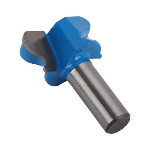 Versatile 1/2 Inch Drawer Pull Router Bit Made From Tough Tungsten Steel Alloy With PTFE Coating For Smooth Woodgrooving On Any DIY Project And Ready To Carry Around, close-up view.