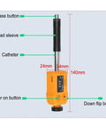 Diagram of Top Shelf Digital Leeb Hardness Tester Portable Handheld Metal Durometer showing features and dimensions.