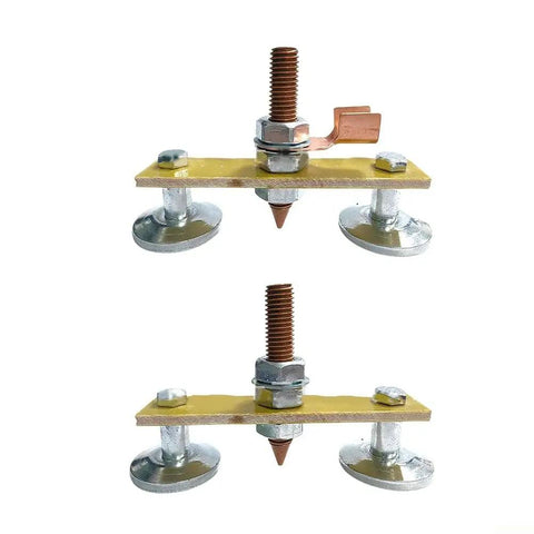Heavy Duty Double Magnet Head Ground Clamp With N35 Neodymium Base For Fast Welding Setup On Flat Curved Metal Tables Or Poles Without Slippage Ever, showing dual magnet heads.